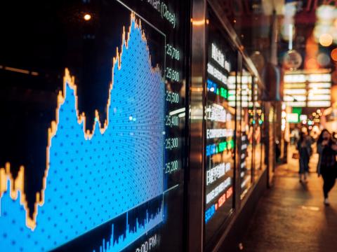 Screen showing market data