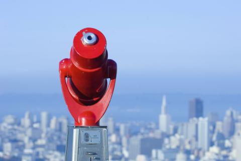 Tower viewer and a skyline. 