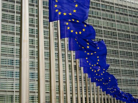 Flags of European Union.