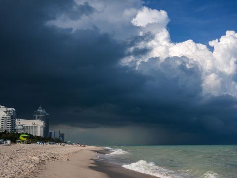 A storm approaching Miami beach.