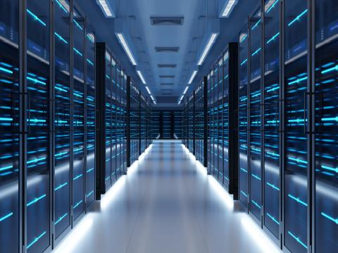 Racks of servers in a data centre